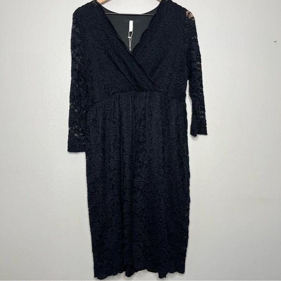 NEW Pinkblush Women Dress‎ Large Black Surplice Lace Overlay Maternity Mini - Picture 1 of 9